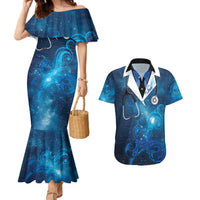 New Zealand Nurses RN Personalised Couples Matching Mermaid Dress and Hawaiian Shirt Galaxy Stethoscope Maori Motif LT9 Galaxy - Polynesian Pride