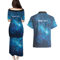 New Zealand Nurses RN Personalised Couples Matching Puletasi and Hawaiian Shirt Galaxy Stethoscope Maori Motif