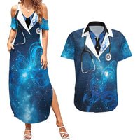 New Zealand Nurses RN Personalised Couples Matching Summer Maxi Dress and Hawaiian Shirt Galaxy Stethoscope Maori Motif LT9 Galaxy - Polynesian Pride