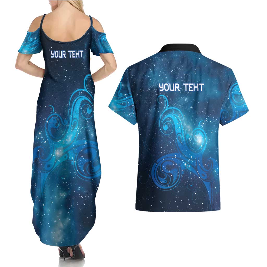 New Zealand Nurses RN Personalised Couples Matching Summer Maxi Dress and Hawaiian Shirt Galaxy Stethoscope Maori Motif LT9 - Polynesian Pride