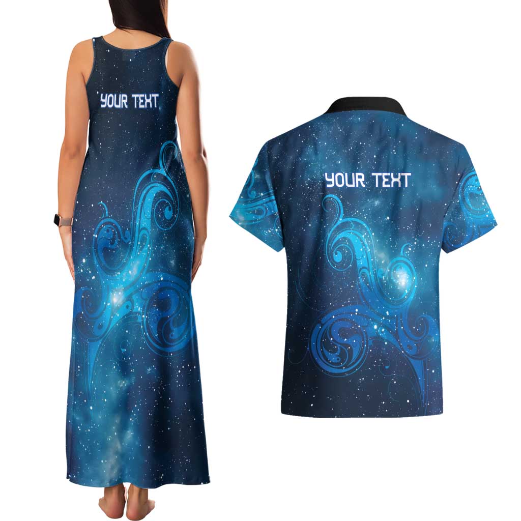 New Zealand Nurses RN Personalised Couples Matching Tank Maxi Dress and Hawaiian Shirt Galaxy Stethoscope Maori Motif LT9 - Polynesian Pride