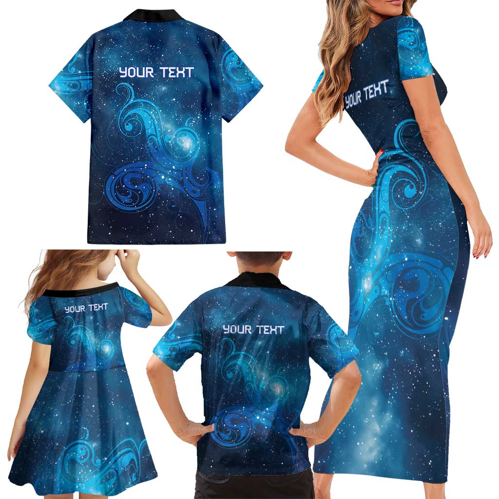 New Zealand Nurses RN Personalised Family Matching Short Sleeve Bodycon Dress and Hawaiian Shirt Galaxy Stethoscope Maori Motif LT9 - Polynesian Pride