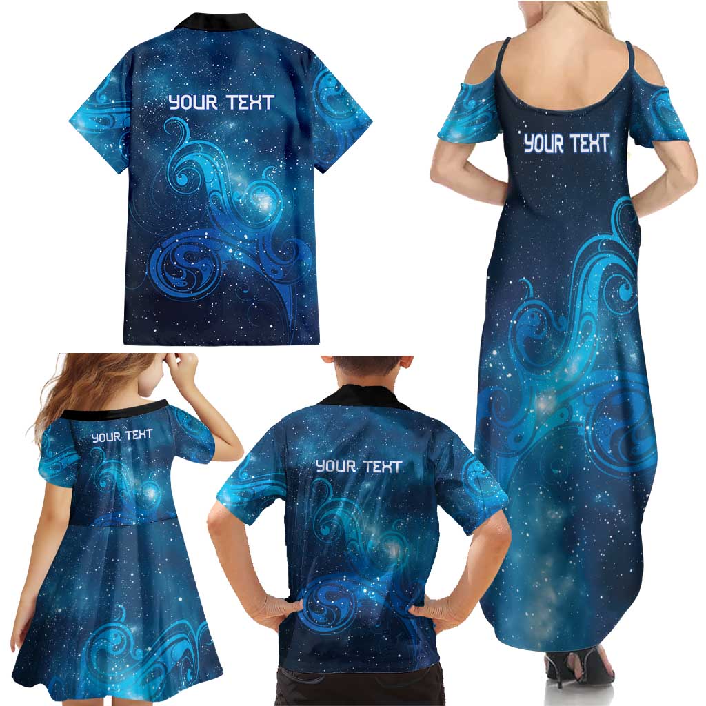 New Zealand Nurses RN Personalised Family Matching Summer Maxi Dress and Hawaiian Shirt Galaxy Stethoscope Maori Motif LT9 - Polynesian Pride