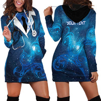 New Zealand Nurses RN Personalised Hoodie Dress Galaxy Stethoscope Maori Motif