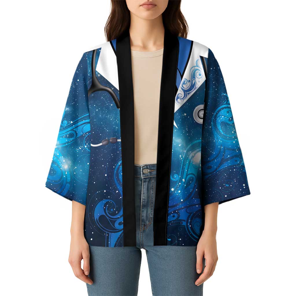 New Zealand Nurses RN Personalised Kimono Galaxy Stethoscope Maori Motif