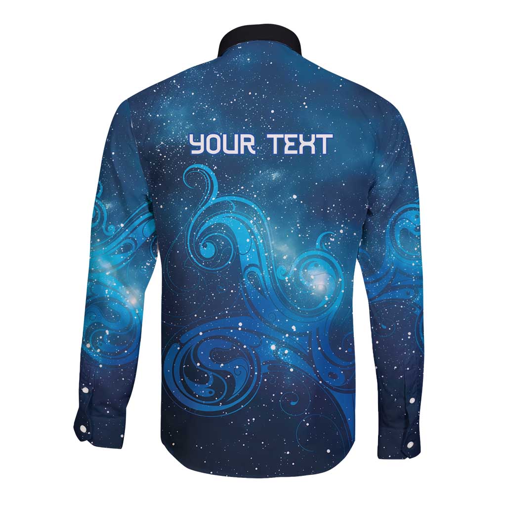 New Zealand Nurses RN Personalised Long Sleeve Button Shirt Galaxy Stethoscope Maori Motif