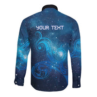 New Zealand Nurses RN Personalised Long Sleeve Button Shirt Galaxy Stethoscope Maori Motif