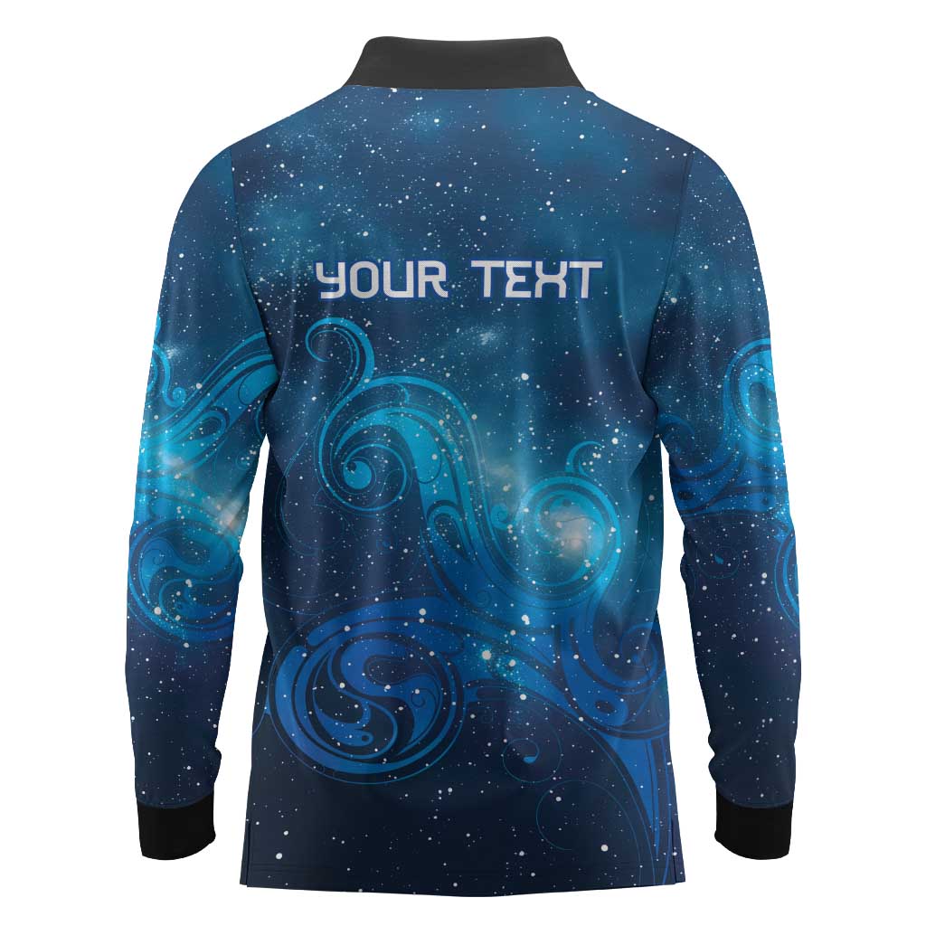 New Zealand Nurses RN Personalised Long Sleeve Polo Shirt Galaxy Stethoscope Maori Motif