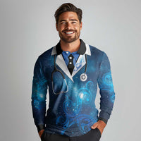 New Zealand Nurses RN Personalised Long Sleeve Polo Shirt Galaxy Stethoscope Maori Motif