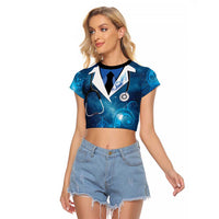 New Zealand Nurses RN Personalised Raglan Cropped T Shirt Galaxy Stethoscope Maori Motif