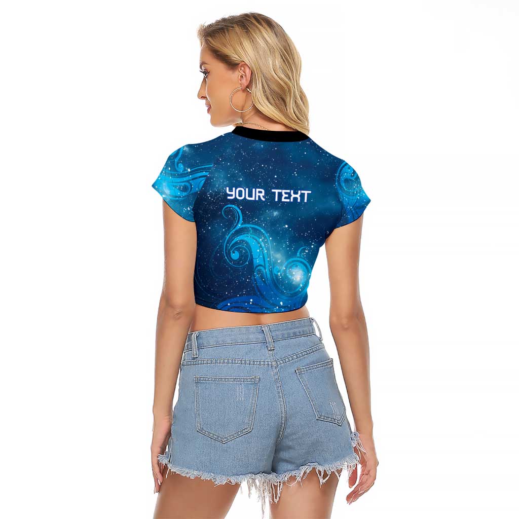 New Zealand Nurses RN Personalised Raglan Cropped T Shirt Galaxy Stethoscope Maori Motif
