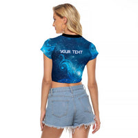 New Zealand Nurses RN Personalised Raglan Cropped T Shirt Galaxy Stethoscope Maori Motif