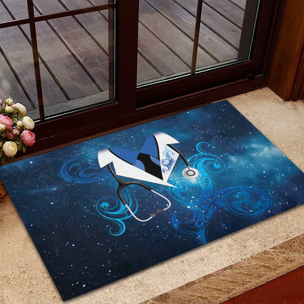 New Zealand Nurses RN Rubber Doormat Galaxy Stethoscope Maori Motif