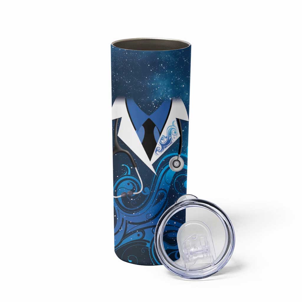 New Zealand Nurses RN Personalised Skinny Tumbler Galaxy Stethoscope Maori Motif
