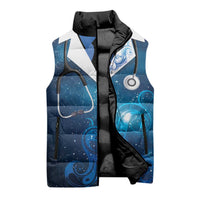 New Zealand Nurses RN Personalised Sleeveless Puffer Jacket Galaxy Stethoscope Maori Motif LT9 - Polynesian Pride