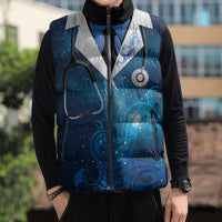New Zealand Nurses RN Personalised Sleeveless Puffer Jacket Galaxy Stethoscope Maori Motif LT9 - Polynesian Pride