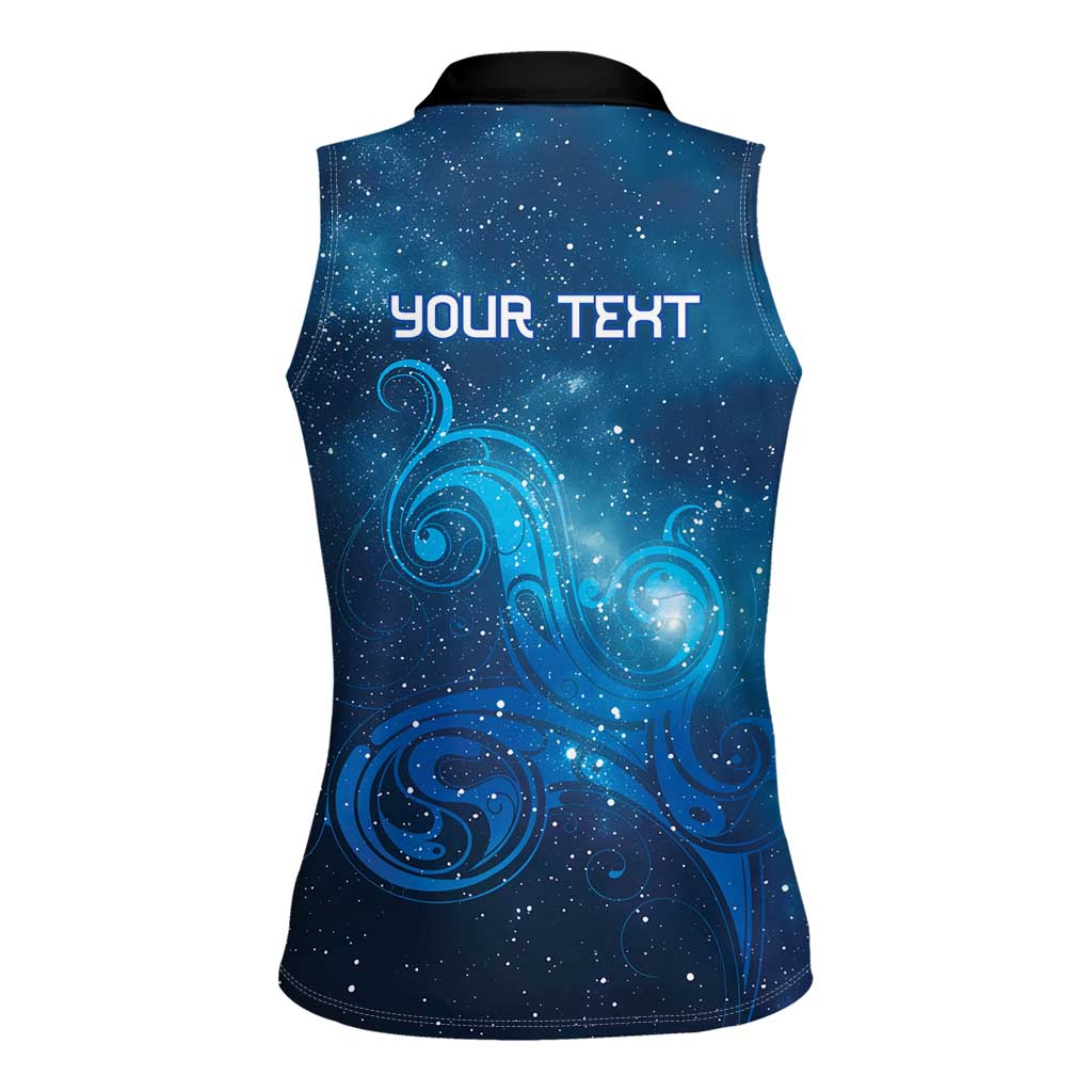 New Zealand Nurses RN Personalised Women Sleeveless Polo Shirt Galaxy Stethoscope Maori Motif