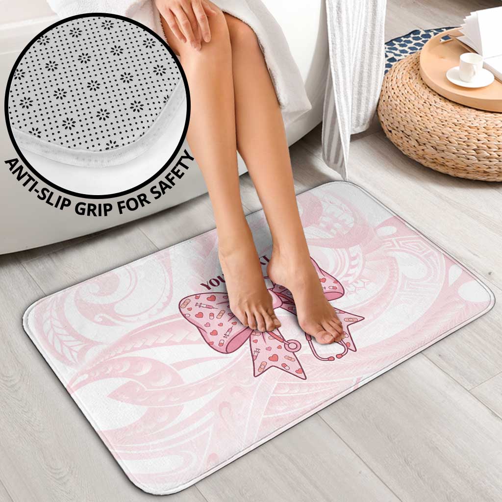 New Zealand Nurses RN Personalised Bathroom Set Pink Stethoscope Coquette Bow Maori Motif