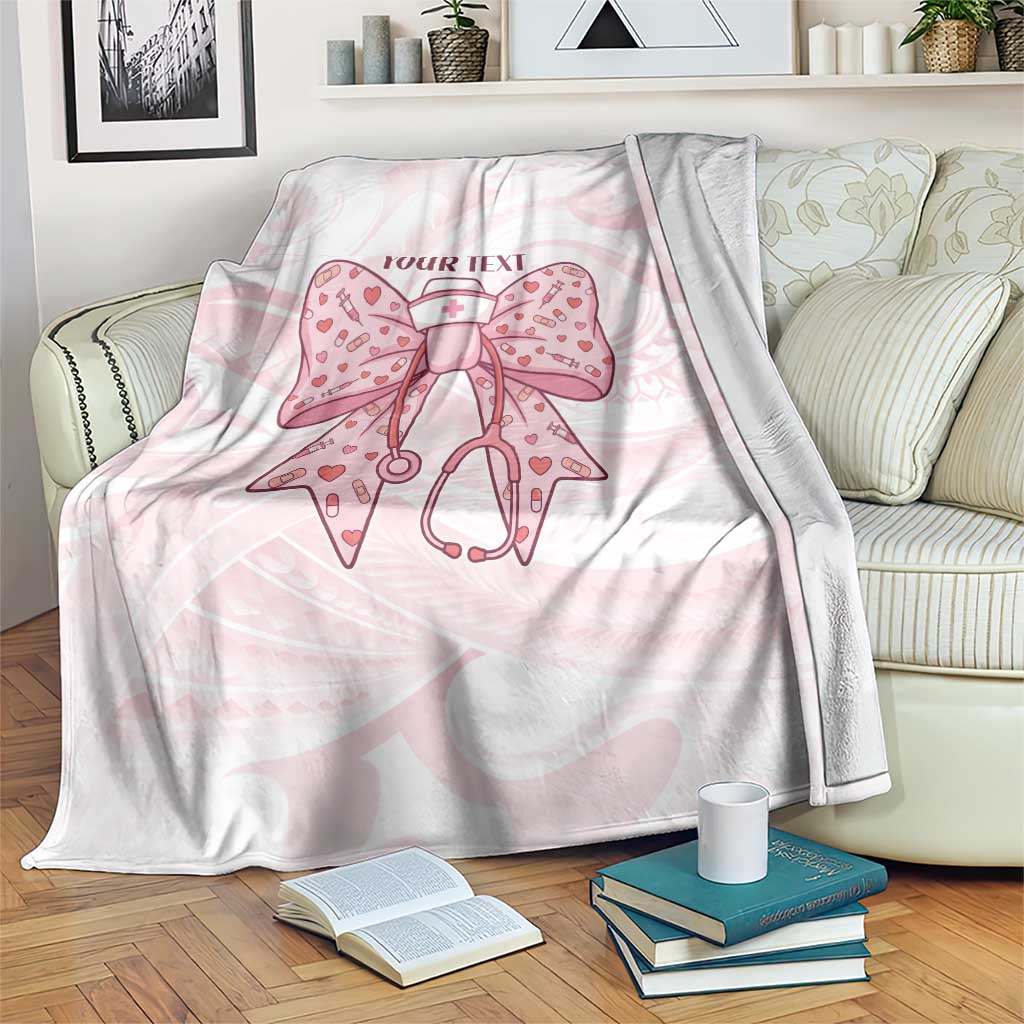 New Zealand Nurses RN Personalised Blanket Pink Stethoscope Coquette Bow Maori Motif