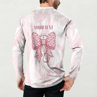New Zealand Nurses RN Personalised Button Sweatshirt Pink Stethoscope Coquette Bow Maori Motif
