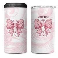 New Zealand Nurses RN Personalised 4 in 1 Can Cooler Tumbler Pink Stethoscope Coquette Bow Maori Motif