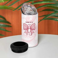 New Zealand Nurses RN Personalised 4 in 1 Can Cooler Tumbler Pink Stethoscope Coquette Bow Maori Motif