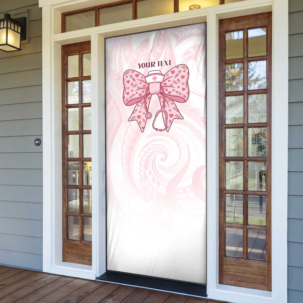 New Zealand Nurses RN Personalised Door Cover Pink Stethoscope Coquette Bow Maori Motif