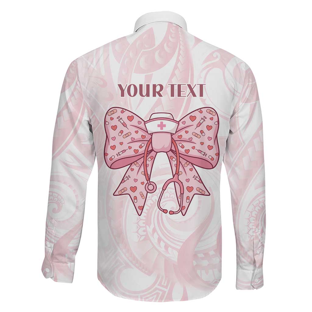 New Zealand Nurses RN Personalised Family Matching Puletasi and Hawaiian Shirt Pink Stethoscope Coquette Bow Maori Motif LT9 - Polynesian Pride