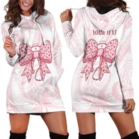 New Zealand Nurses RN Personalised Hoodie Dress Pink Stethoscope Coquette Bow Maori Motif