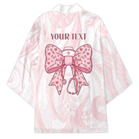 New Zealand Nurses RN Personalised Kimono Pink Stethoscope Coquette Bow Maori Motif