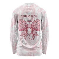 New Zealand Nurses RN Personalised Long Sleeve Shirt Pink Stethoscope Coquette Bow Maori Motif