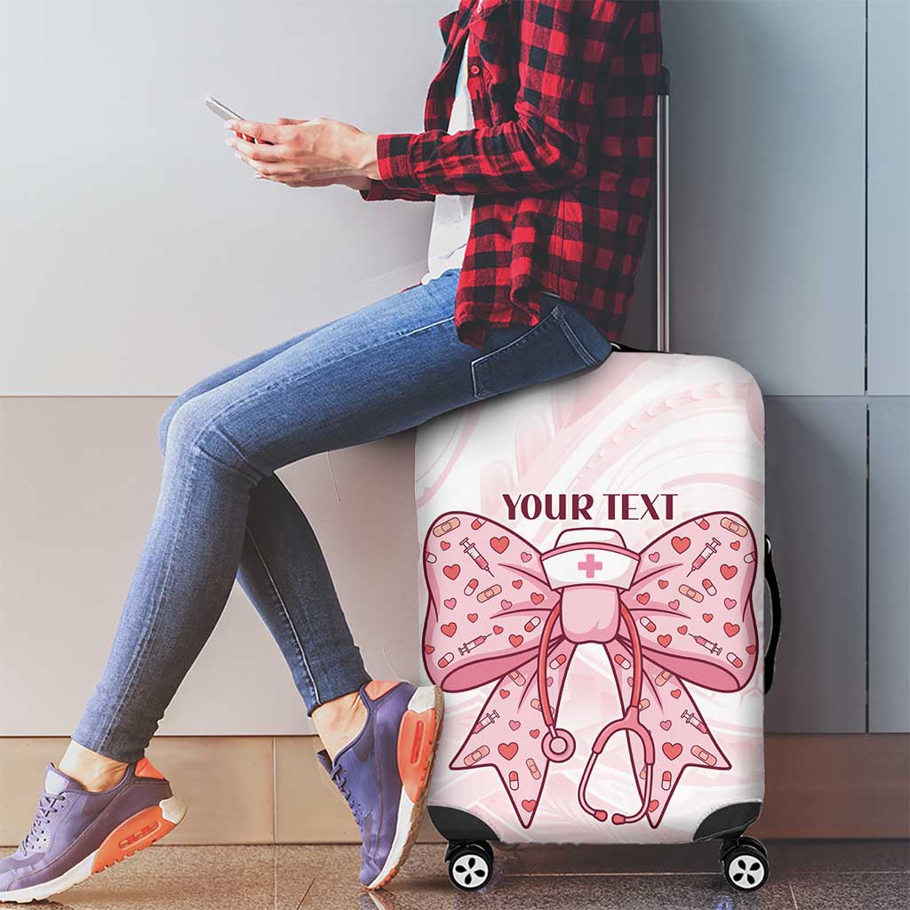 New Zealand Nurses RN Personalised Luggage Cover Pink Stethoscope Coquette Bow Maori Motif