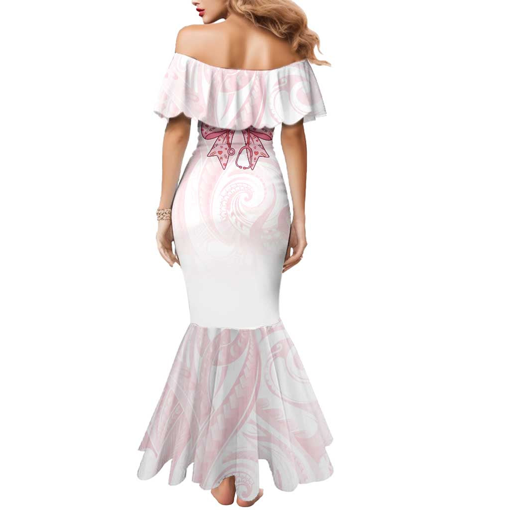 New Zealand Nurses RN Personalised Mermaid Dress Pink Stethoscope Coquette Bow Maori Motif