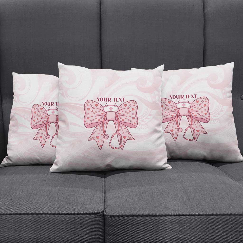 New Zealand Nurses RN Personalised Pillow Cover Pink Stethoscope Coquette Bow Maori Motif
