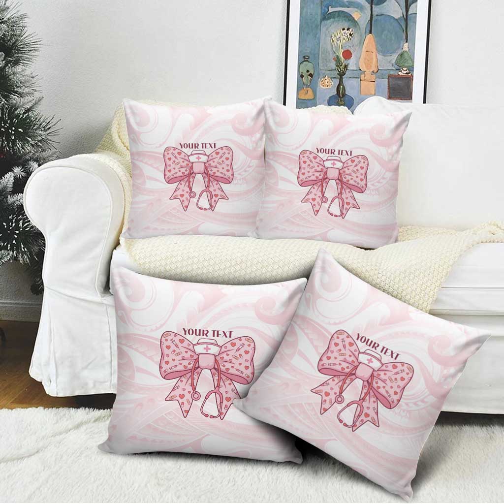 New Zealand Nurses RN Personalised Pillow Cover Pink Stethoscope Coquette Bow Maori Motif