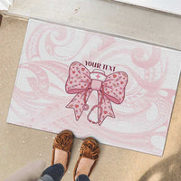 New Zealand Nurses RN Personalised Rubber Doormat Pink Stethoscope Coquette Bow Maori Motif