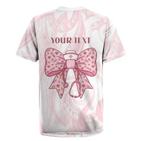 New Zealand Nurses RN Personalised Rugby Jersey Pink Stethoscope Coquette Bow Maori Motif