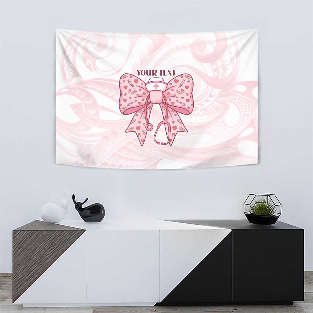 New Zealand Nurses RN Personalised Tapestry Pink Stethoscope Coquette Bow Maori Motif