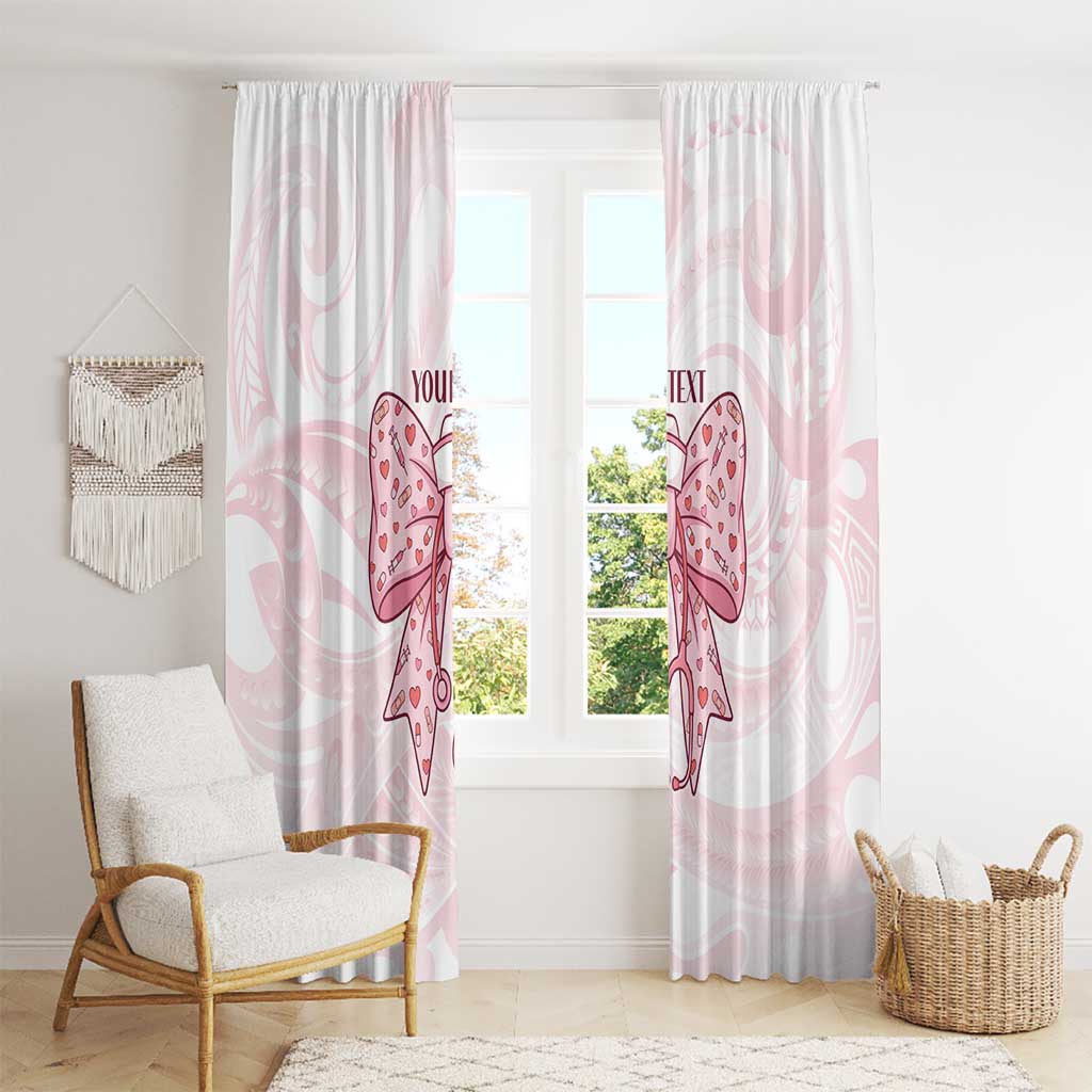 New Zealand Nurses RN Personalised Window Curtain Pink Stethoscope Coquette Bow Maori Motif