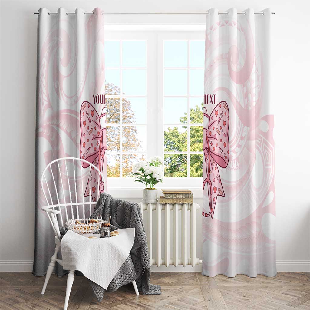 New Zealand Nurses RN Personalised Window Curtain Pink Stethoscope Coquette Bow Maori Motif