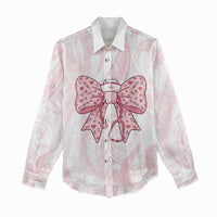 New Zealand Nurses RN Personalised Women Casual Shirt Pink Stethoscope Coquette Bow Maori Motif