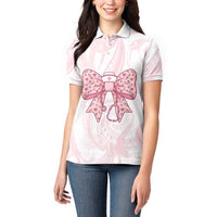 New Zealand Nurses RN Personalised Women Polo Shirt Pink Stethoscope Coquette Bow Maori Motif