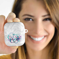 New Zealand Nurses RN Personalised AirPods Case Stethoscope Floral Maori Motif