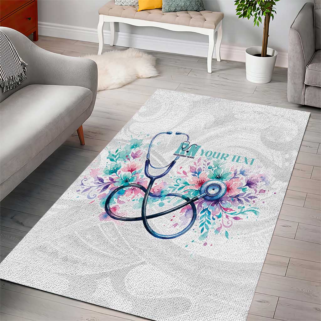New Zealand Nurses RN Personalised Area Rug Stethoscope Floral Maori Motif
