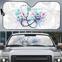 New Zealand Nurses RN Personalised Auto Sun Shade Stethoscope Floral Maori Motif