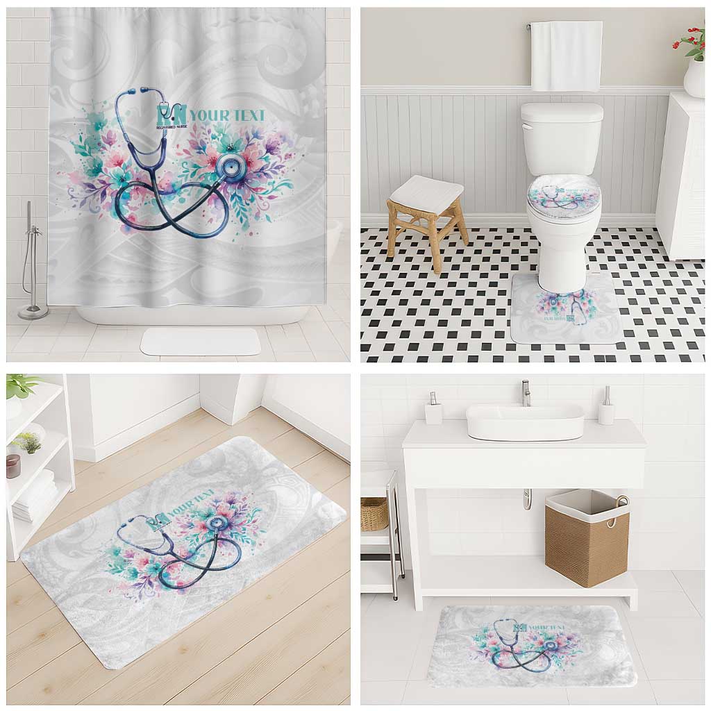 New Zealand Nurses RN Personalised Bathroom Set Stethoscope Floral Maori Motif