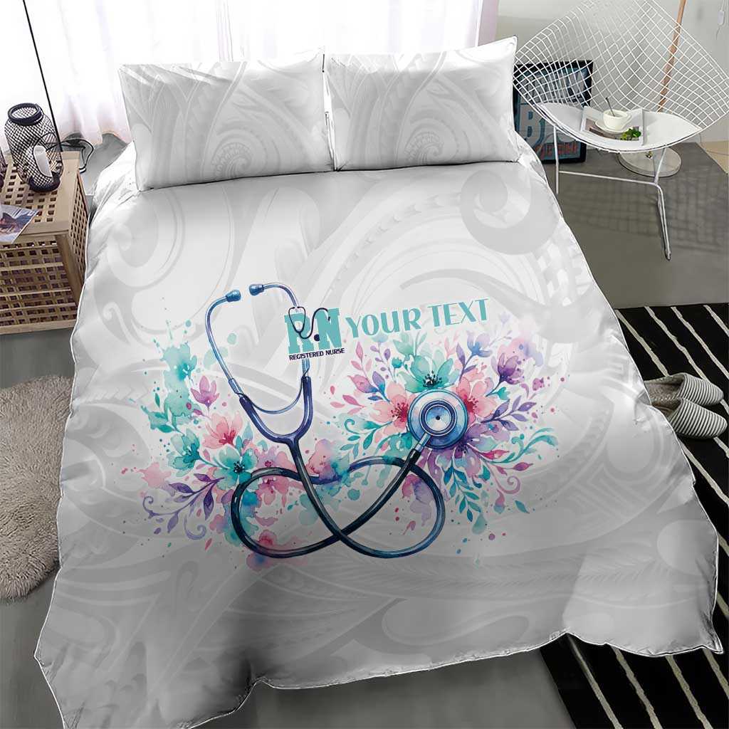 New Zealand Nurses RN Personalised Bedding Set Stethoscope Floral Maori Motif