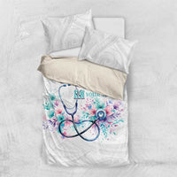 New Zealand Nurses RN Personalised Bedding Set Stethoscope Floral Maori Motif