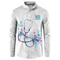 New Zealand Nurses RN Personalised Button Sweatshirt Stethoscope Floral Maori Motif
