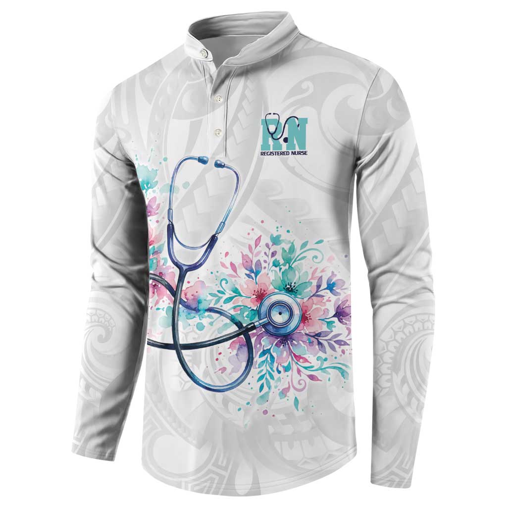 New Zealand Nurses RN Personalised Button Sweatshirt Stethoscope Floral Maori Motif